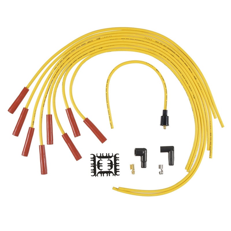 ACCEL 4040 Spark Plug Wire Set - 8mm - Yellow with Orange Straight Boots - Image 2